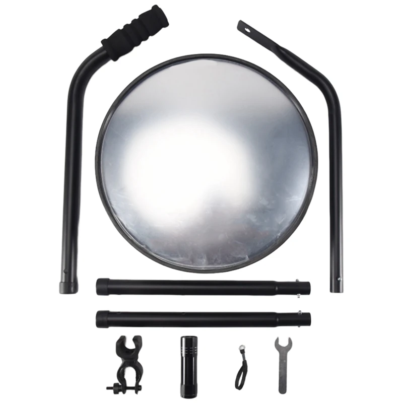 

Under Vehicle Inspection Mirror - 12-Inch Diameter Security Mirror With Wheels And LED Light