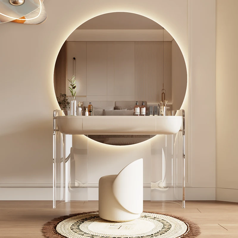 Luxury Modern Vanity Table Makeup Mirror Cosmetics Large Dressing Table Chair Service Bedside Penteadeira Postmodern Furniture