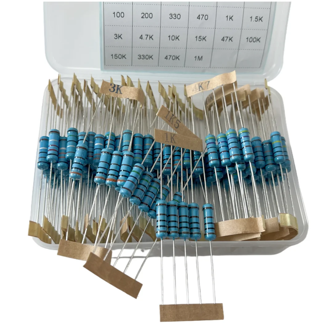 2W metal film resistors with 1% accuracy, commonly used in 28 combinations, 5 pieces of each, a total of 140 pieces.