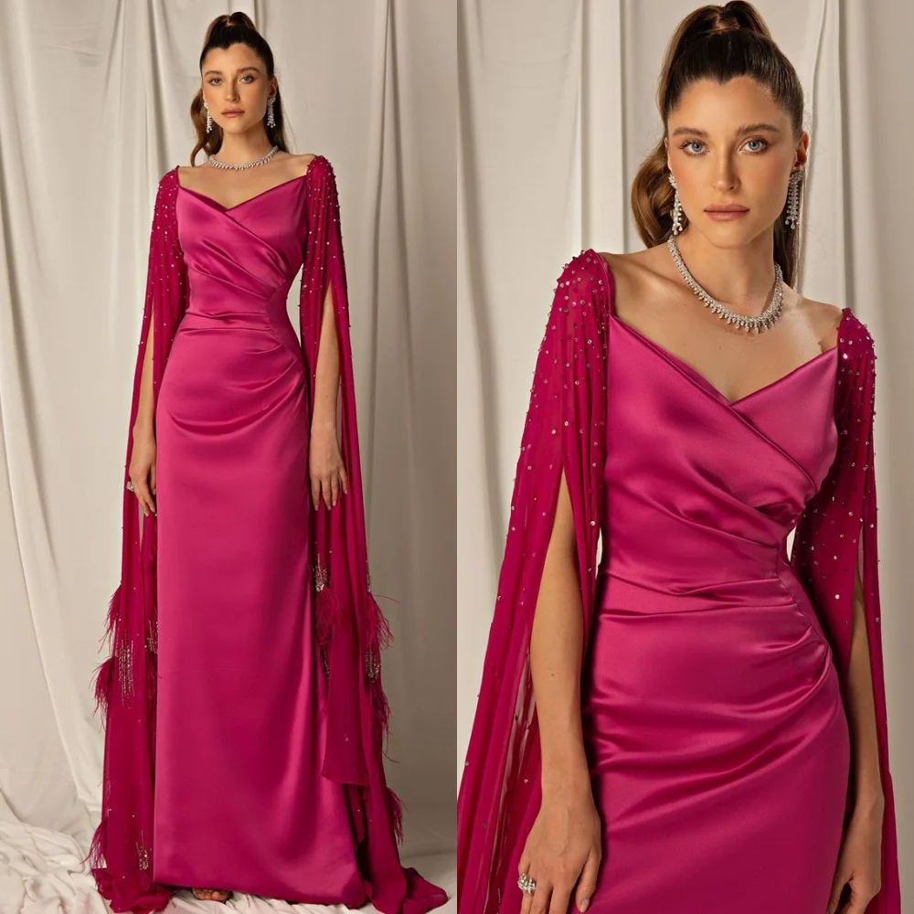 

Customized Luxury Satin Evening Dress Modern Strapless Zipper Back Homecoming Dresses Watteau Train Special Occasion Gowns