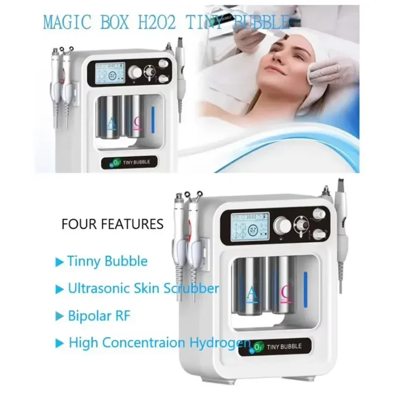 4 IN 1 Aqua Jet Peel Spa ออกซิเจน Infusion H2O2 AquaSure เครื่องขัดผิว Tiny BUBBLE Dermabrasion Facial Machine
