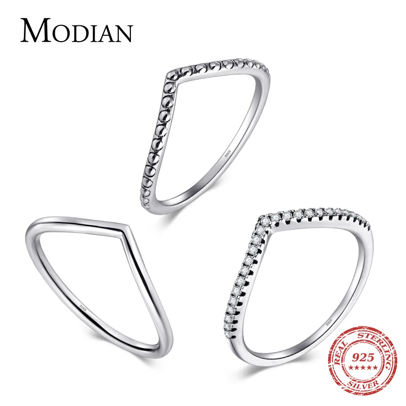 

Modian 2021 New Stackable 100% 925 Sterling Silver Simple Fashion Geometric Ring Classic Finger Fine Popular jewelry For Women