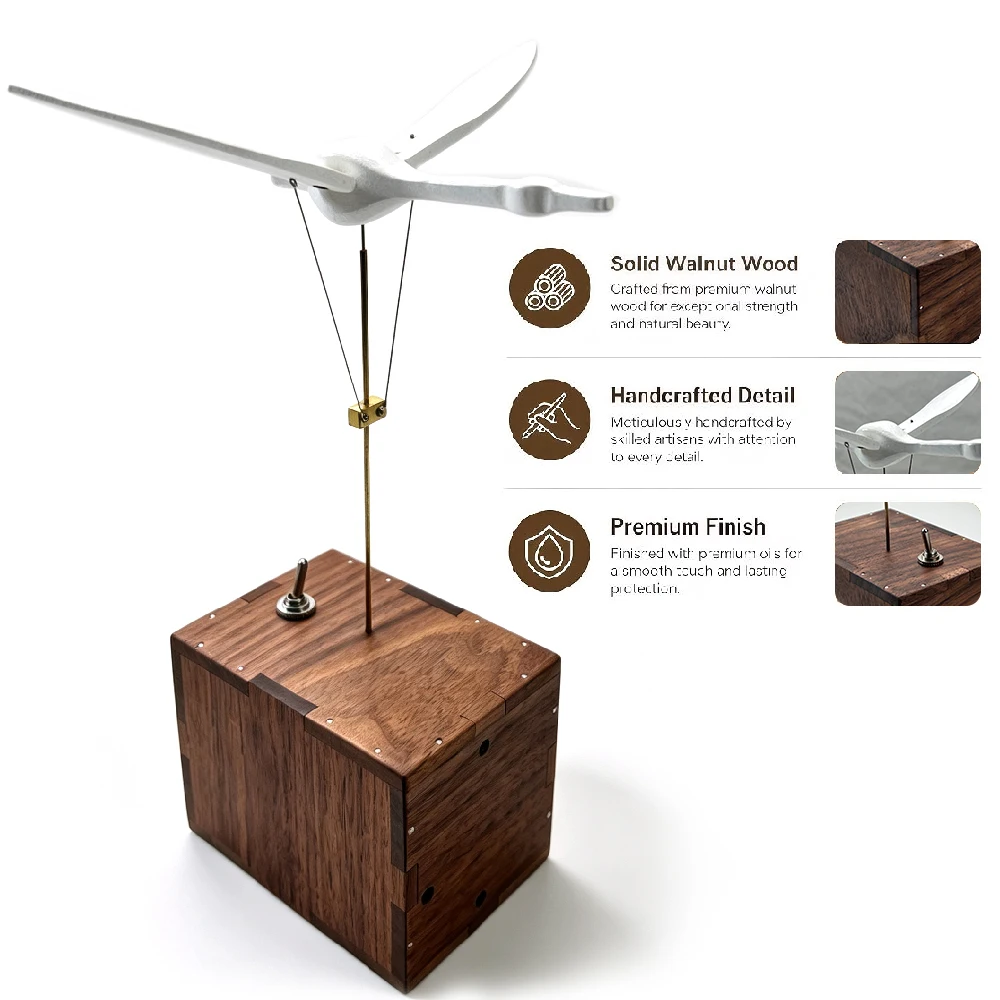 1PCS Handcrafted Wooden Bionic Flying Swan Automaton Kinetic Sky Art Sculpture, Desktop Motion Model for Teens and Adults