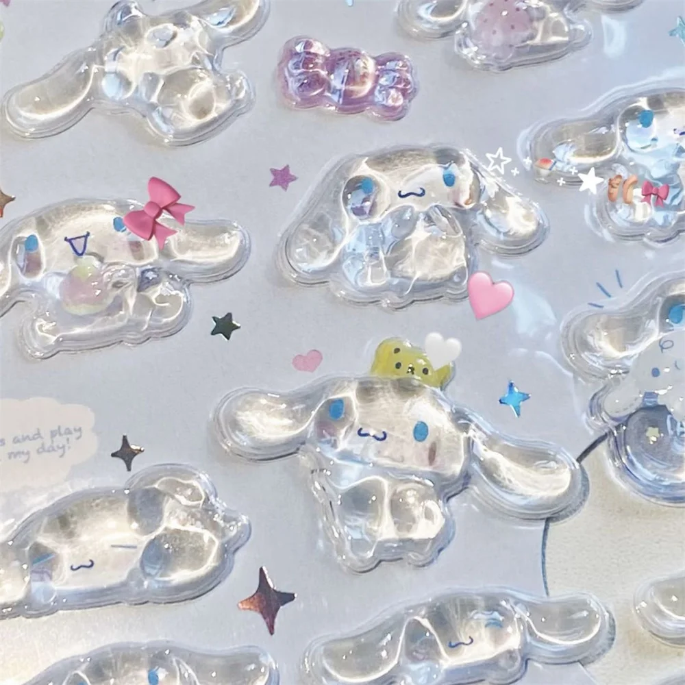 1 szt. Kawaii kreskówka Hello Kitty Melody Anime Naklejki urocze Kuromi 3D Stereoskopowe DIY Ręcznie Robione Naklejki Dekoracyjne na Telefon Prezent dla Dziewczyny