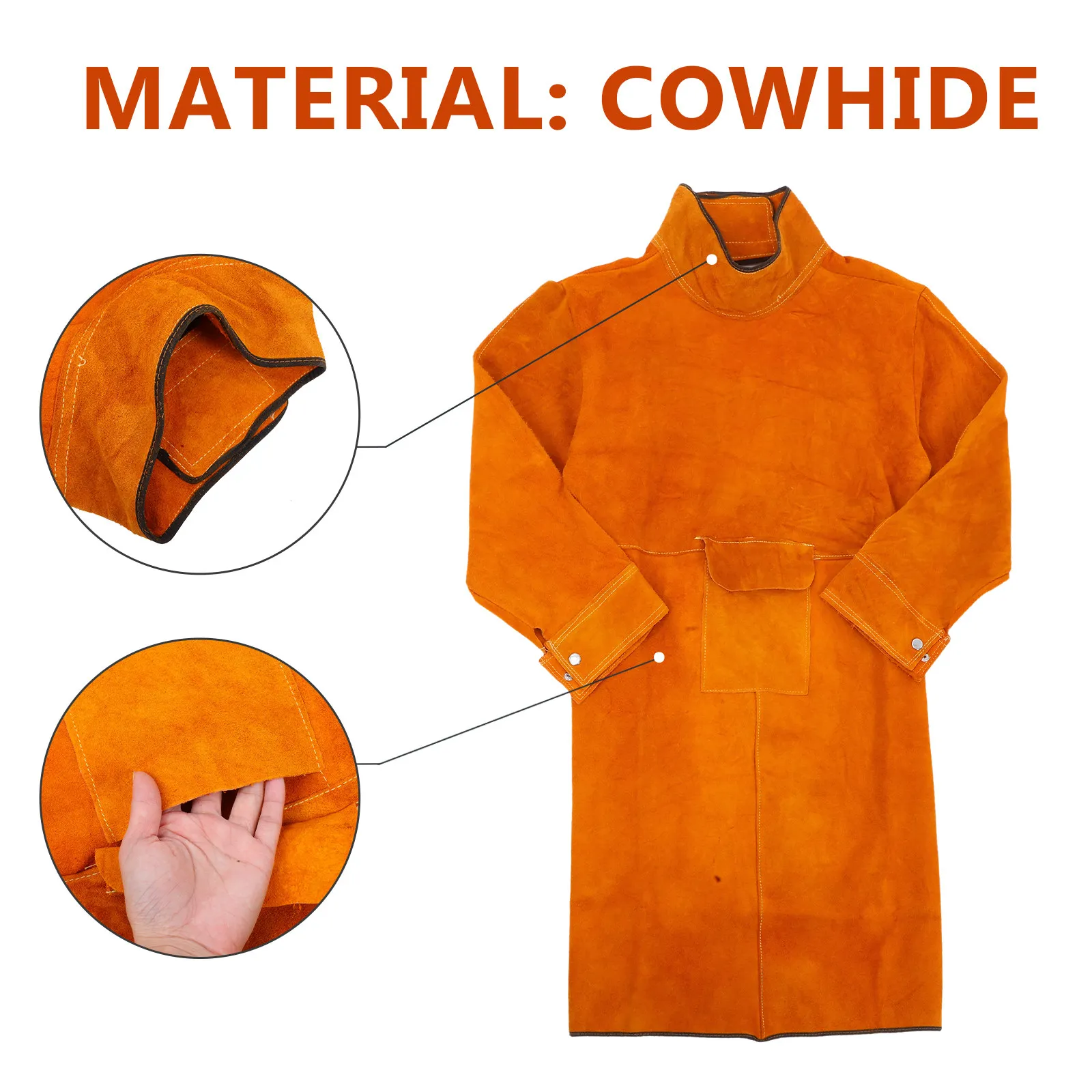 Professional Welding Apron Strong Cowhide Wear Resistant Heat Proof Fire Prevention Protective Clothing for Welding Grilling