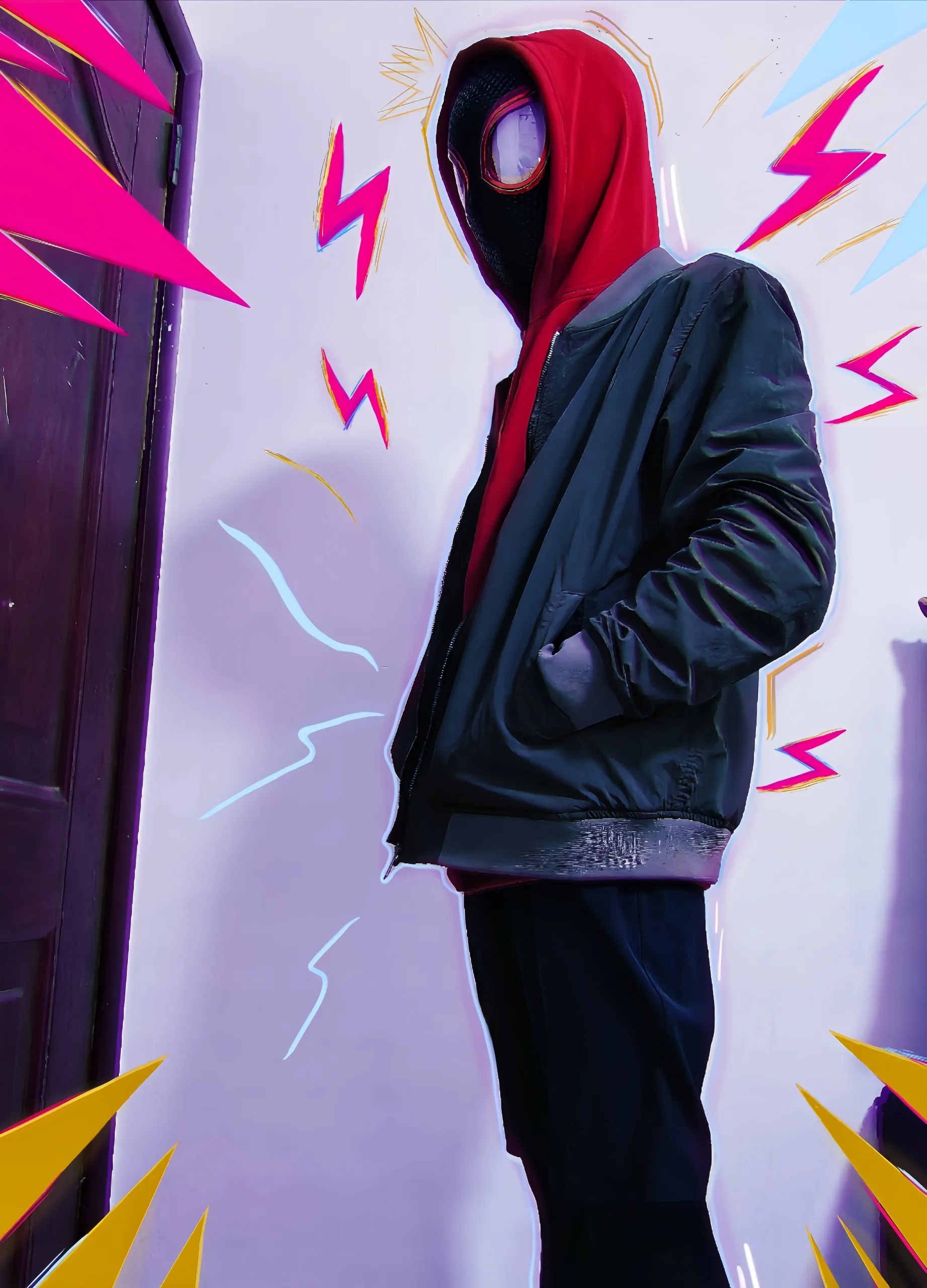 1:1 Miles Morales Mask with Movable Eyes Mascara Electric Gwen Spider Helmet Ring Control Halloween Cosplay Mask Toy Man Gift