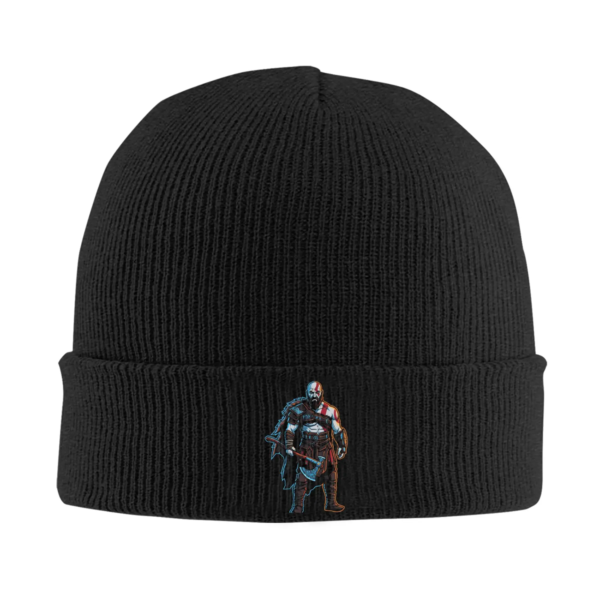 Unisex Knit Beanie Kratos God of War Vector Gaming  Merch Warm Knitted Caps  Bonnet Knit Hat