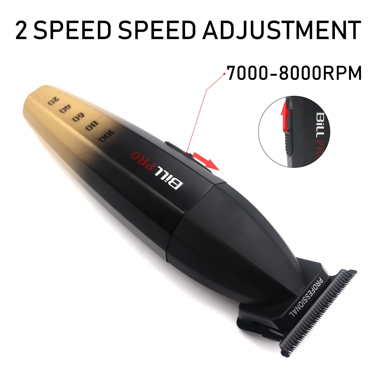 プロのバリカン,dlcコーティング刃,ヘアカット機,t字型ヘッド,8000 rpm,回転,2スピード,0mm,800料金