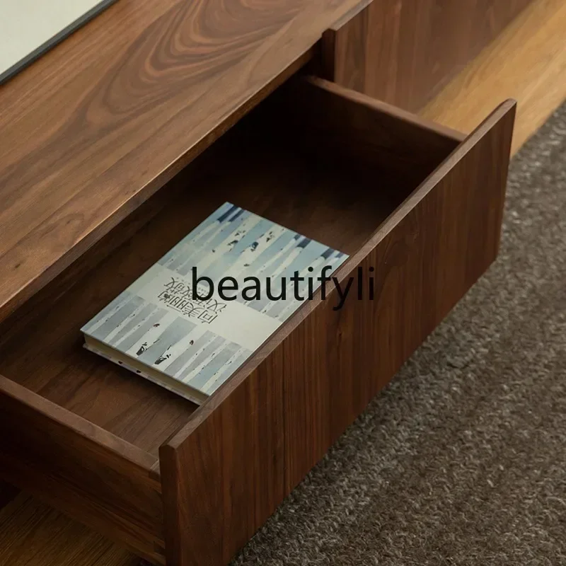 32North American black walnut TV cabinet solid wood locker Nordic living room combination cabinet
