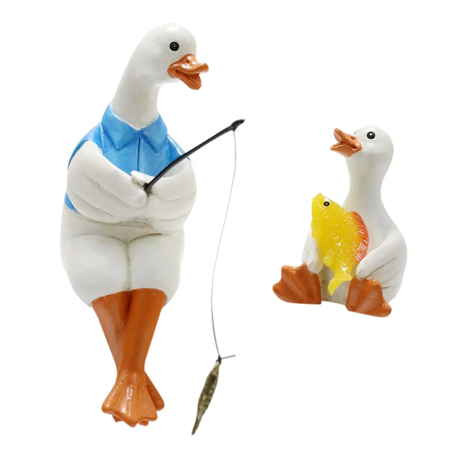 Figurines miniatures de canard, 2 pièces, cadeaux d'anniversaire, décorations décoratives en résine de dessin animé pour pot de plantes, pour cour, allée, véranda, jardin