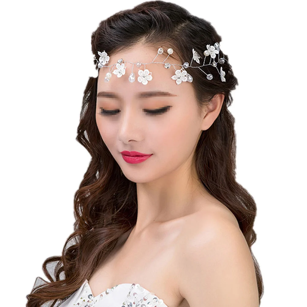 

Elegant Crystal Lace Flower Headband Rhinestone Pearls Bridal Headpiece Hair Accessories Wedding Party Prom Celebration Hair