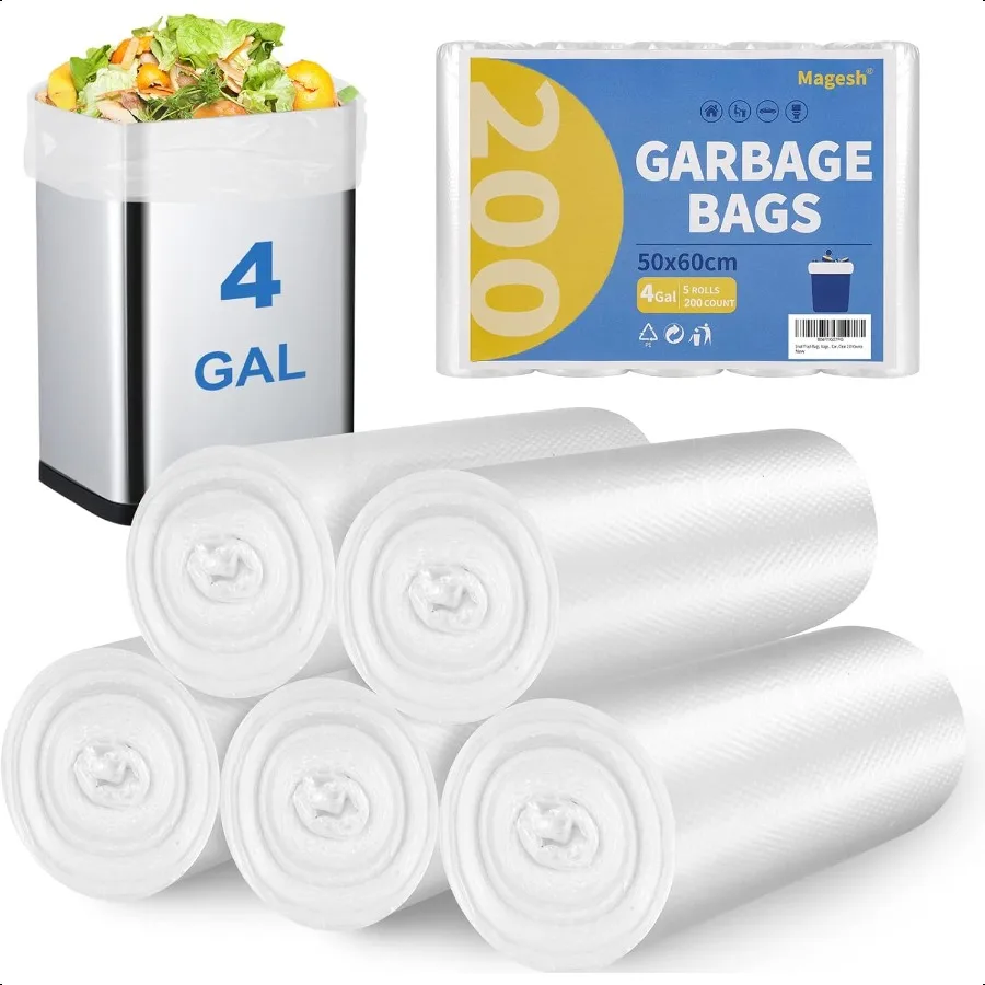 

Small Trash Bags 4 Gallon Trash Bag Small Garbage Bags Strong Wastebasket Liners for Bathroom Bedroom Office Trash Can Clear 20