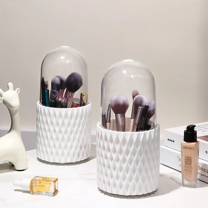 360° Rotating Makeup Tool Storage Box Desktop Organizer Cosmetic Brushes Holder Lipstick Eyebrow Pencil Holder Jewelry Container