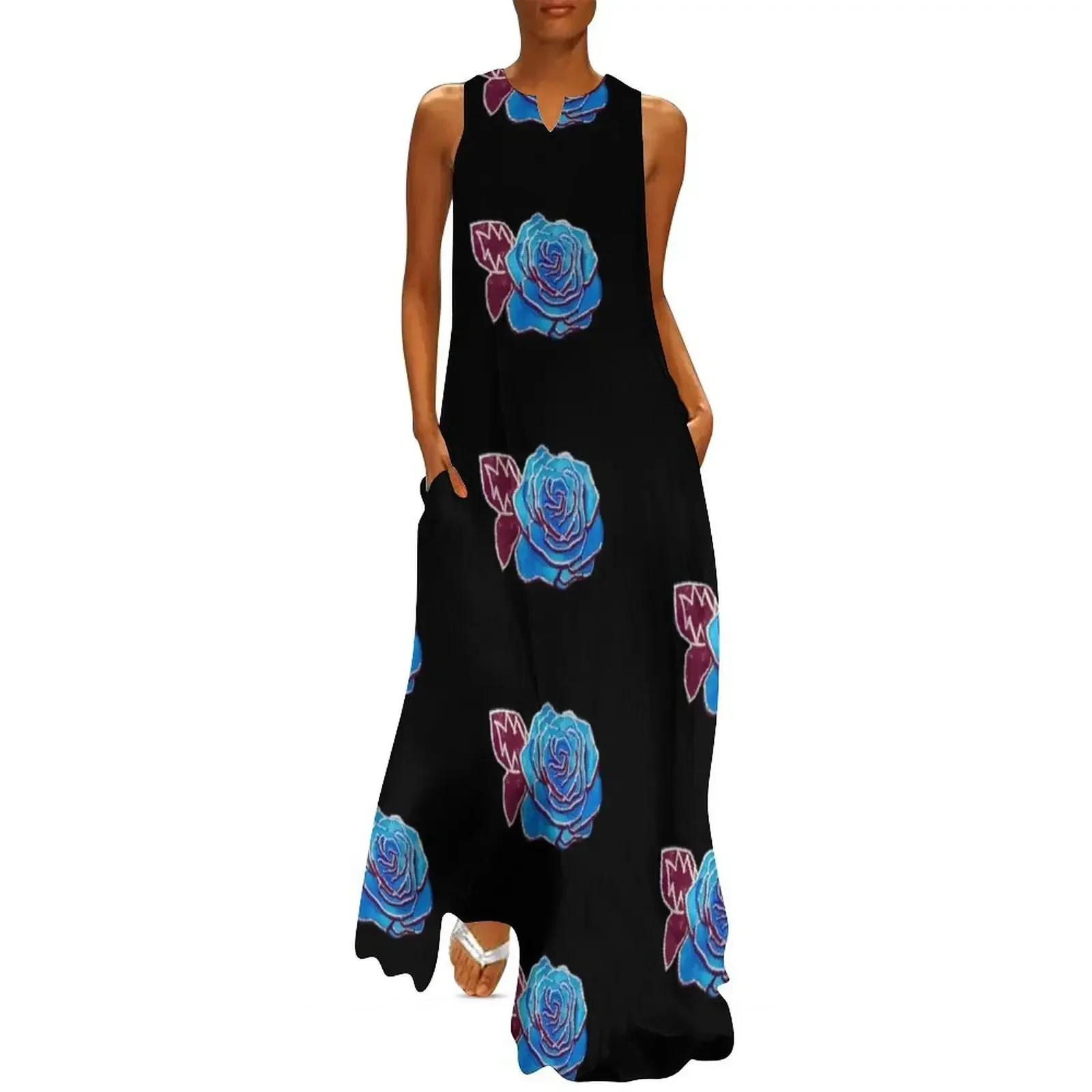 

Blue Rose Long Dress women's clothing trend 2025 luxury woman party dress women clothing 2025 new arrivals Woman clothing Dress