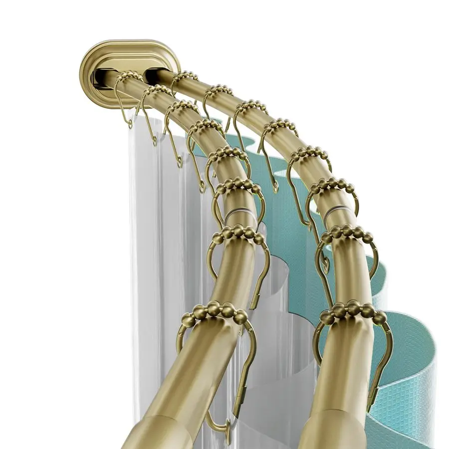 

Rustproof Double Curved Shower Curtain Rod, No Drill Tension Mount, 50 to 72 Inches Adjustable Tension Shower Rod for Bathroom,