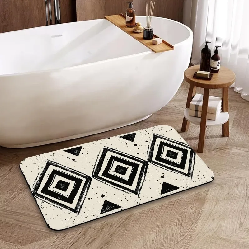 Blue and White Porcelain Pattern Doormat Minimalist Geometric Home Decor Carpet Soft Non-slip Mat Hallway Bedroom Entrance Mat