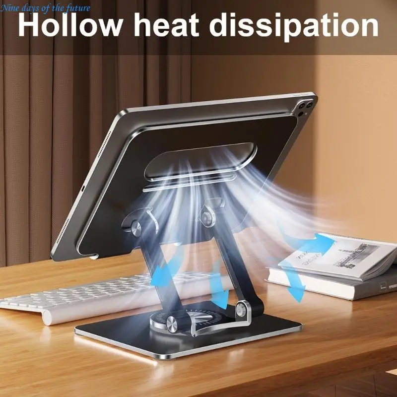 Multiple Aluminum Desktop Stand for Tablets, 360 Degree Rotating, Adjustable Height, Heavy Tablet Support Bracket E65A