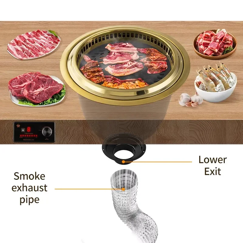 Korean Style Smokeless Electric BBQ Grill Quick Heating Mosquito Coil Tube Portable Indoor Barbecue Machine for Home Kitchen