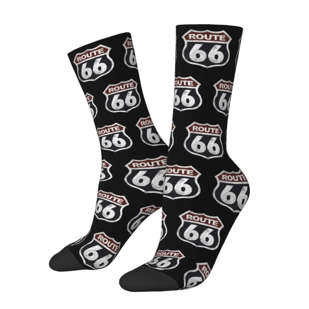 New Male Men Socks Harajuku Historic Route 66 Mother Road Vintage Sock Polyester Sport Women's Socks Spring Summer Autumn Winter