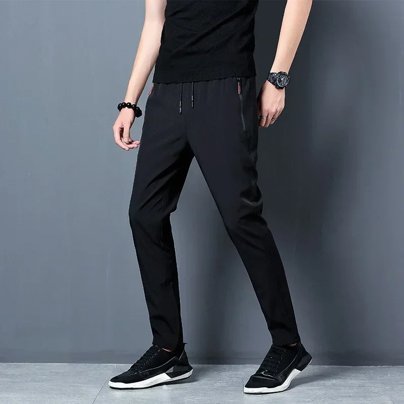 Casual Men's Jogging Pants 2024 Autumn Outdoor Sports Comfortable Breathable Waist Straight Pants Business All-match Suit Pants