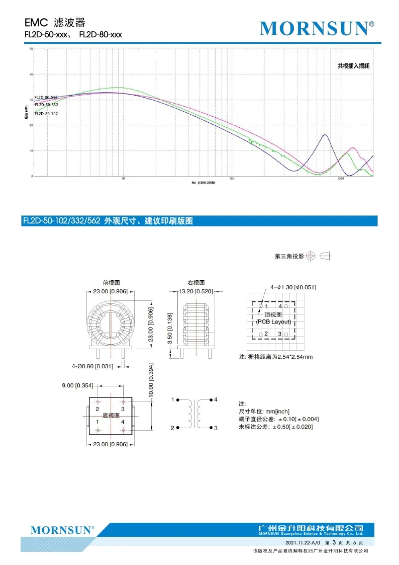 FL2D-50-102 FL2D-50-332 FL2D-50-562 FL2D-50-103 High Quality EMC Common Mode Filter Brand New Original