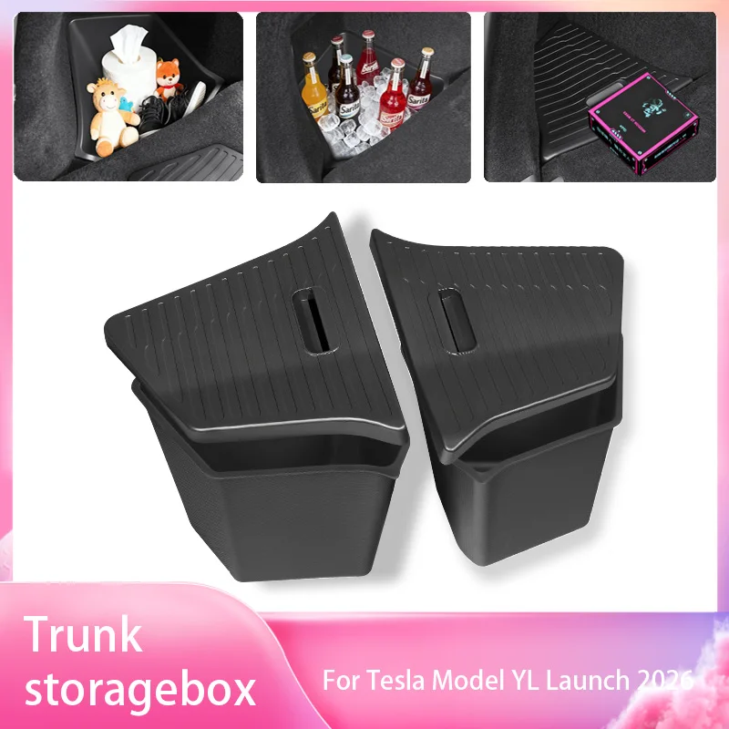 For Tesla New Model YL Launch 2026 Car Trunk Side Storage Box Cover Plate Organizer Car Trunk Side Storage Box Refit Accessories