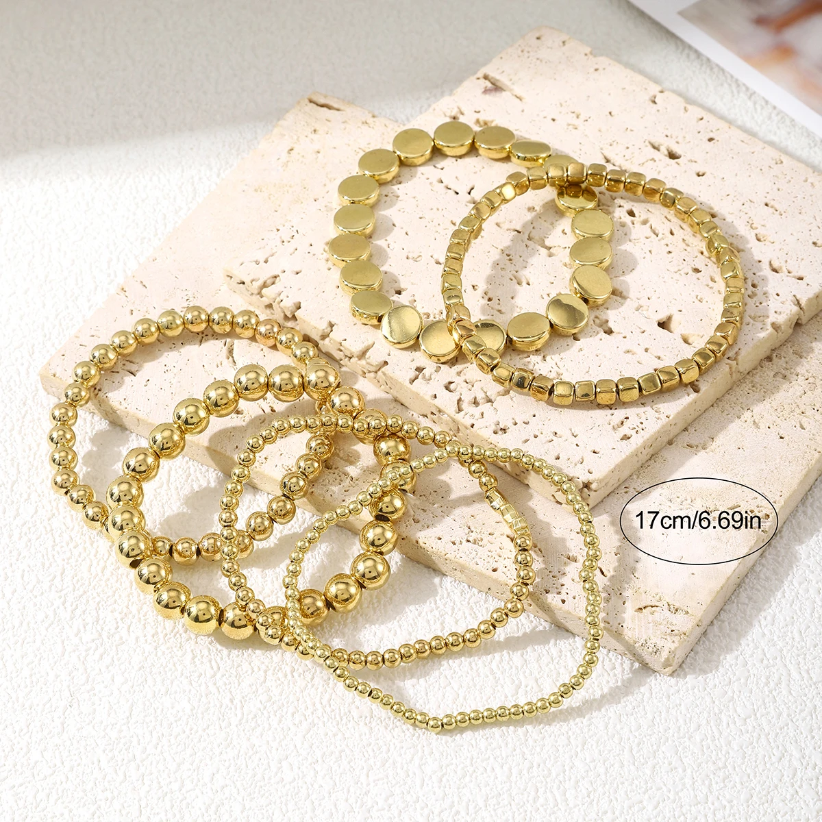 Vintage CCB Bead Beaded Bracelet Creative Flat Bead Star Bead Bracelet Set for Women's Bohemian Daily Versatile Jewelry Gifts image 5