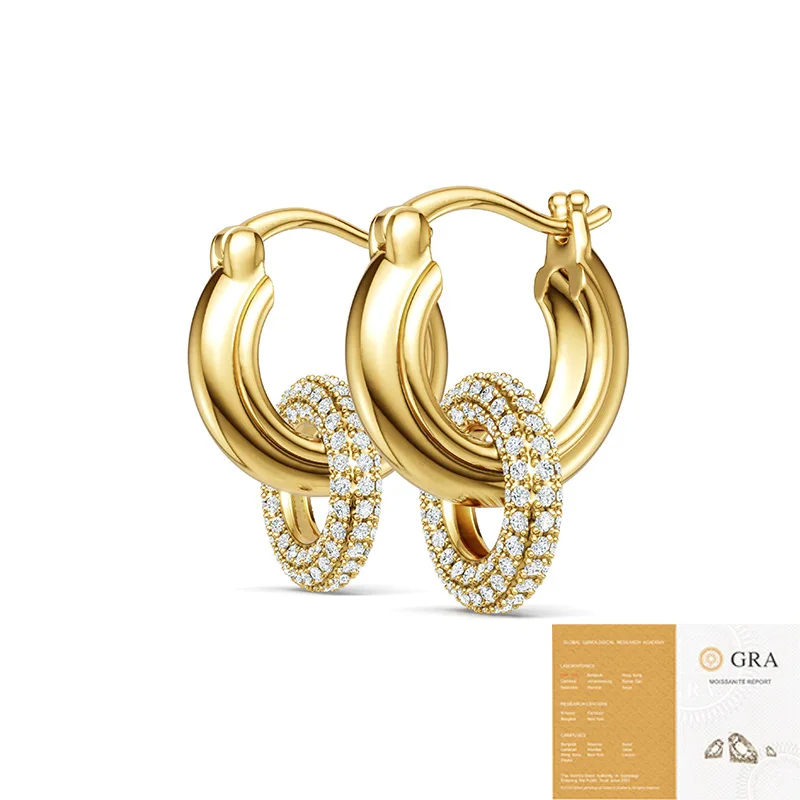 

Винтажные серьги-кольца из стерлингового серебра 925 пробы VVS1 3EX D цвета, настоящий муассанит, бриллианты, драгоценные камни, ювелирные изделия, подарки на годовщину LUNYIZUAN