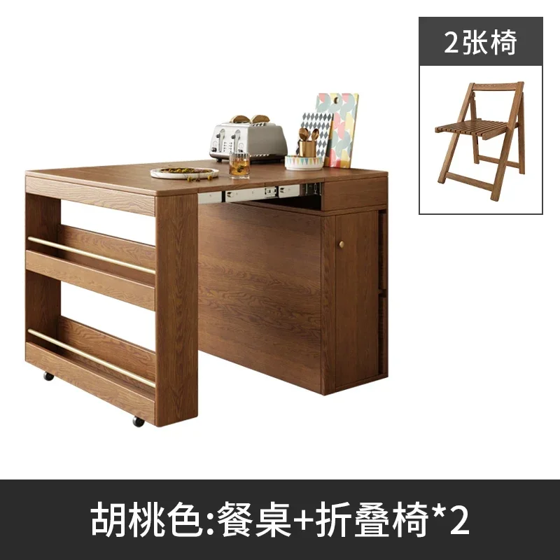 Customizable Nordic Folding Dining Tables and Chairs Set Modern Simple Retractable Multifunctional Storage