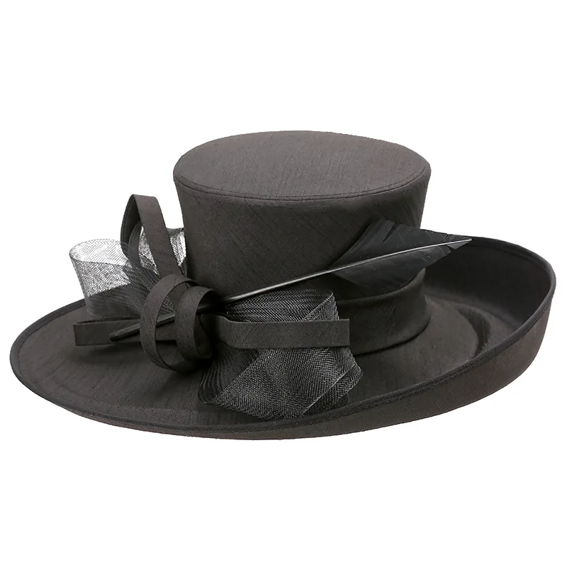 Unique Deluxe Mei red Church Hat Elegant Photography Top Hat Female Cocktail Fascinator Bowler Formal Hat for Women