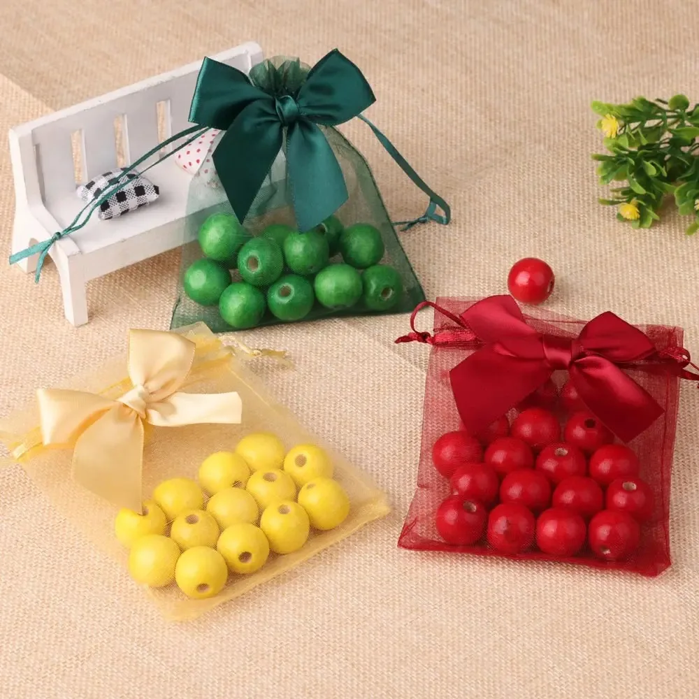 10/20/50pcs/lot New Organza Gift Bag Bowknot Christmas Party Wedding Candy Bags Exquisite Jewelry Packing Drawstring Pouch view 3