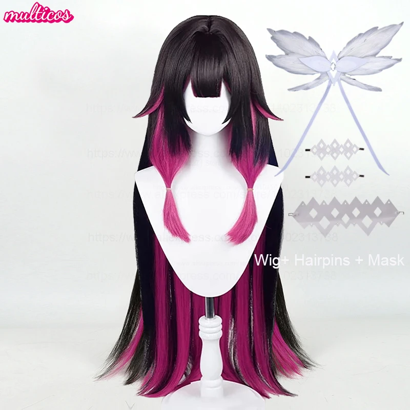 Columbina Cosplay Wig, Long Black Rose Heat Resistant