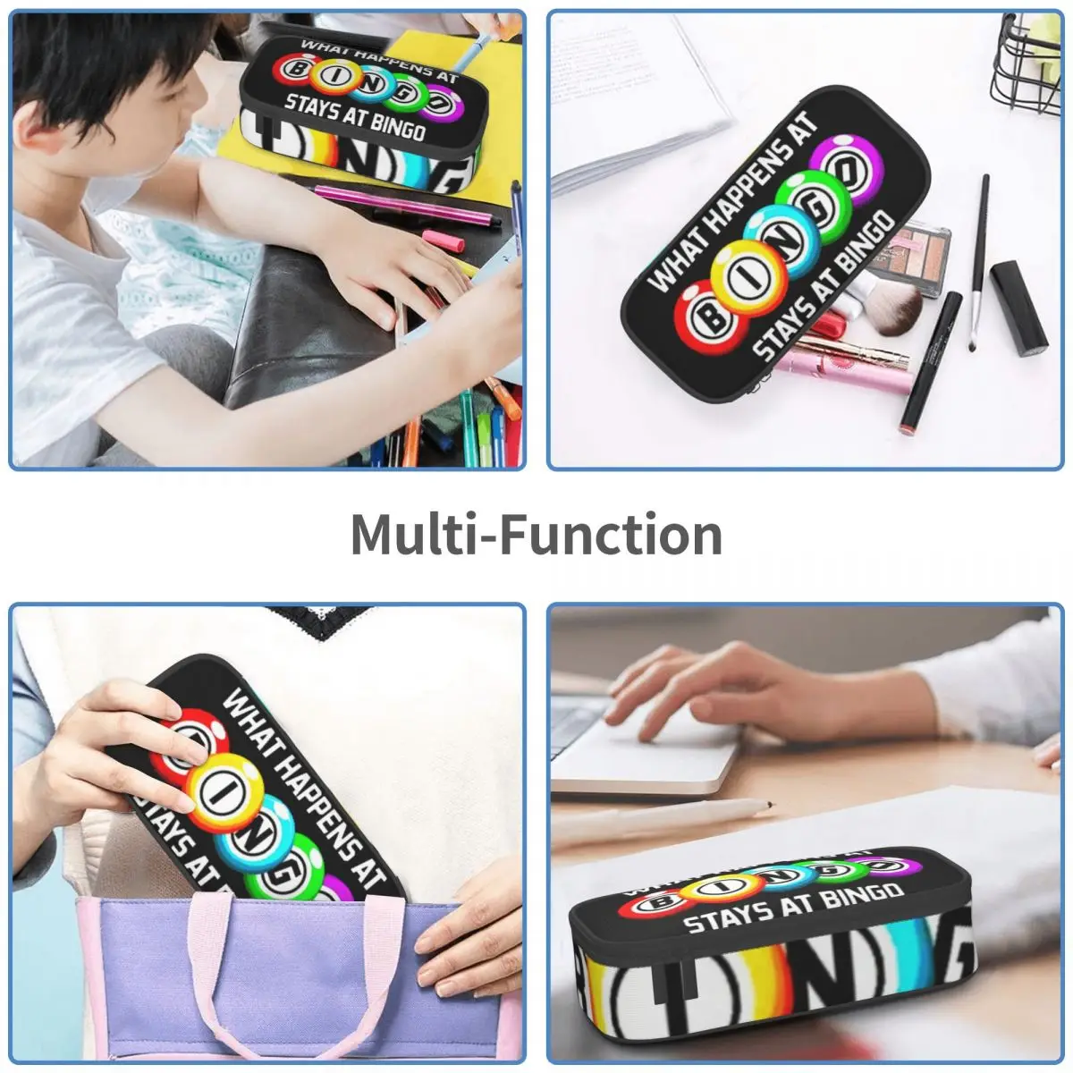 Imagem -05 - Que Acontece em Bingo Lápis Cases Grande Armazenamento Pen Bags Pen Box Lápis Pouch para Meninos e Meninas Estudantes Papelaria Escola e Escritório o