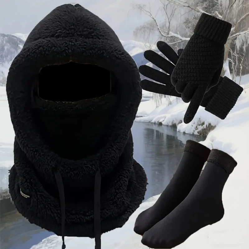 Set da sci termico invernale da 1 pezzo: maschera per il viso, guanti, stivali per lo sci, lo snowboard, le attività all'aperto, l'attrezzatura per la stagione fredda per -40 ° C