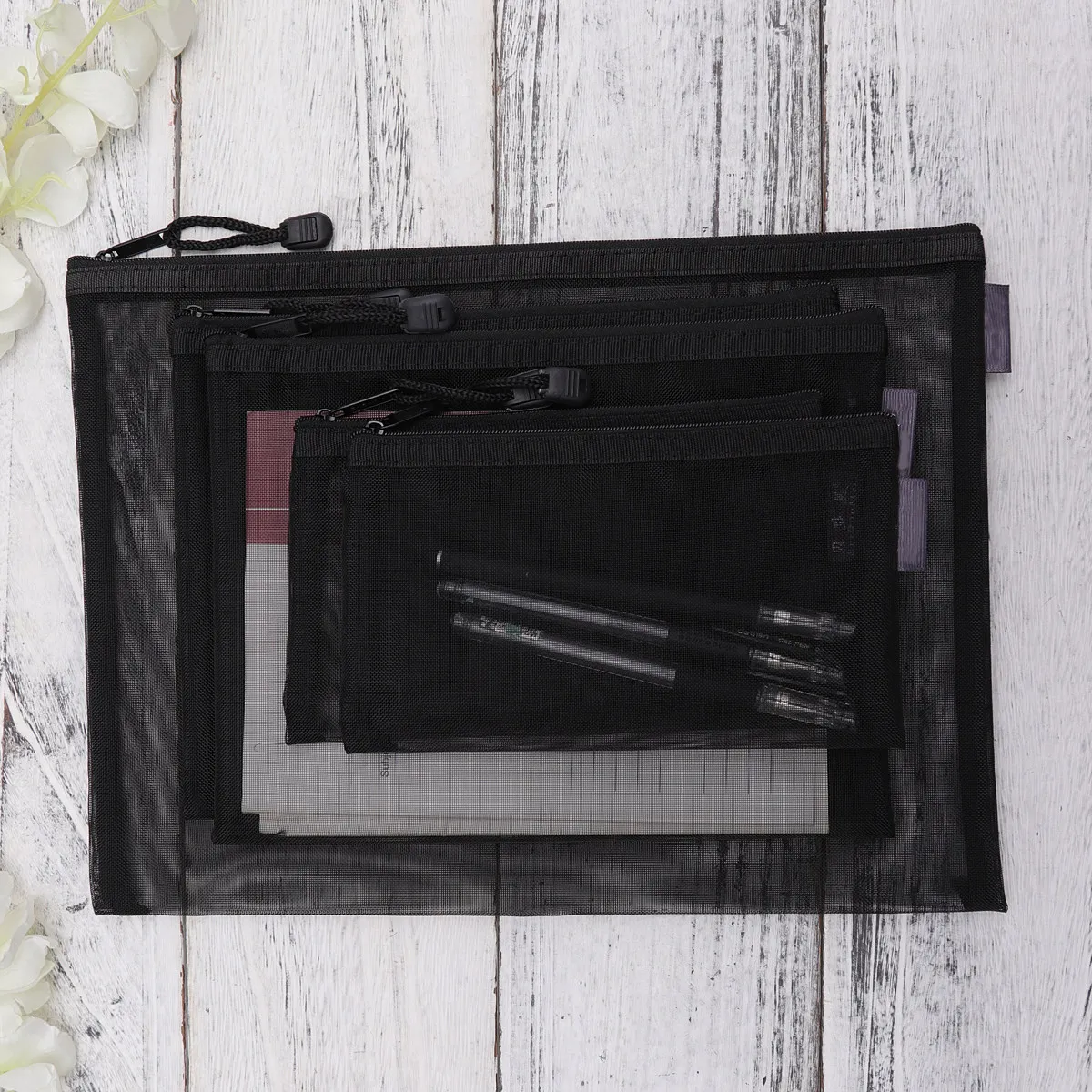 

Набор из 5 сетчатых сумок для канцелярских принадлежностей A4, A5, A6, прозрачные папки на молнии, портативный органайзер для документов для офиса и школы