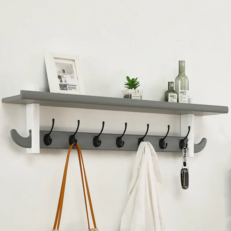 Wall Mounted Coat Rack Hooks Wood Holder Cloth Hat Hanger Clothes Organizer Coat Rack Shelves Perchero Space Saving Furniture