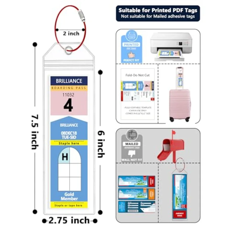 5 Pack Luggage Tag Holders, Travel Essentials for Cruise Ships, Clear Cruise Luggage Tags for and Celebrity Cruise, Cruise Esse