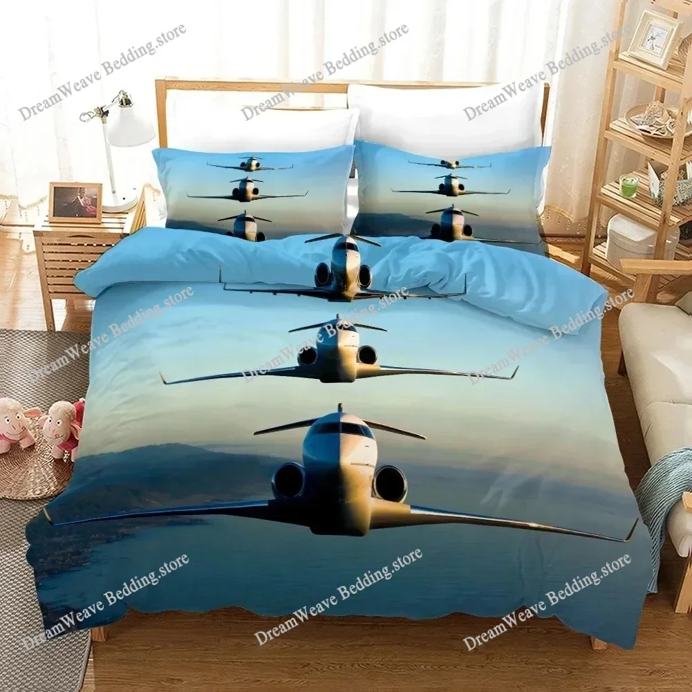 Plane Duvet Cover Microfiber Airplane Flying Through The Blue Sky Plane Theme Bedding Set for Boys Girls King Size Quilt Cover96