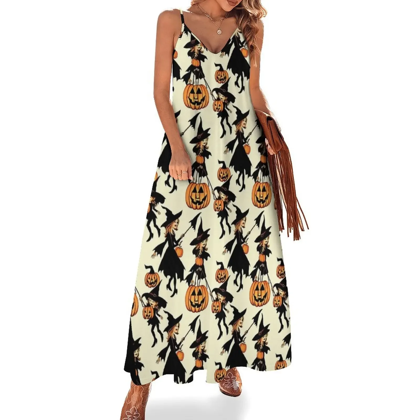 

Vintage Witch Pattern Sleeveless Dress Dresses for wedding party dress korean style dresses for woman 2024