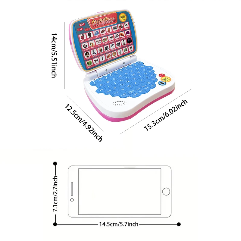 ミニ教育用コンピュータおもちゃ、インタラクティブ電子玩具、文字、数字、単語を教える、クリスマスプレゼント