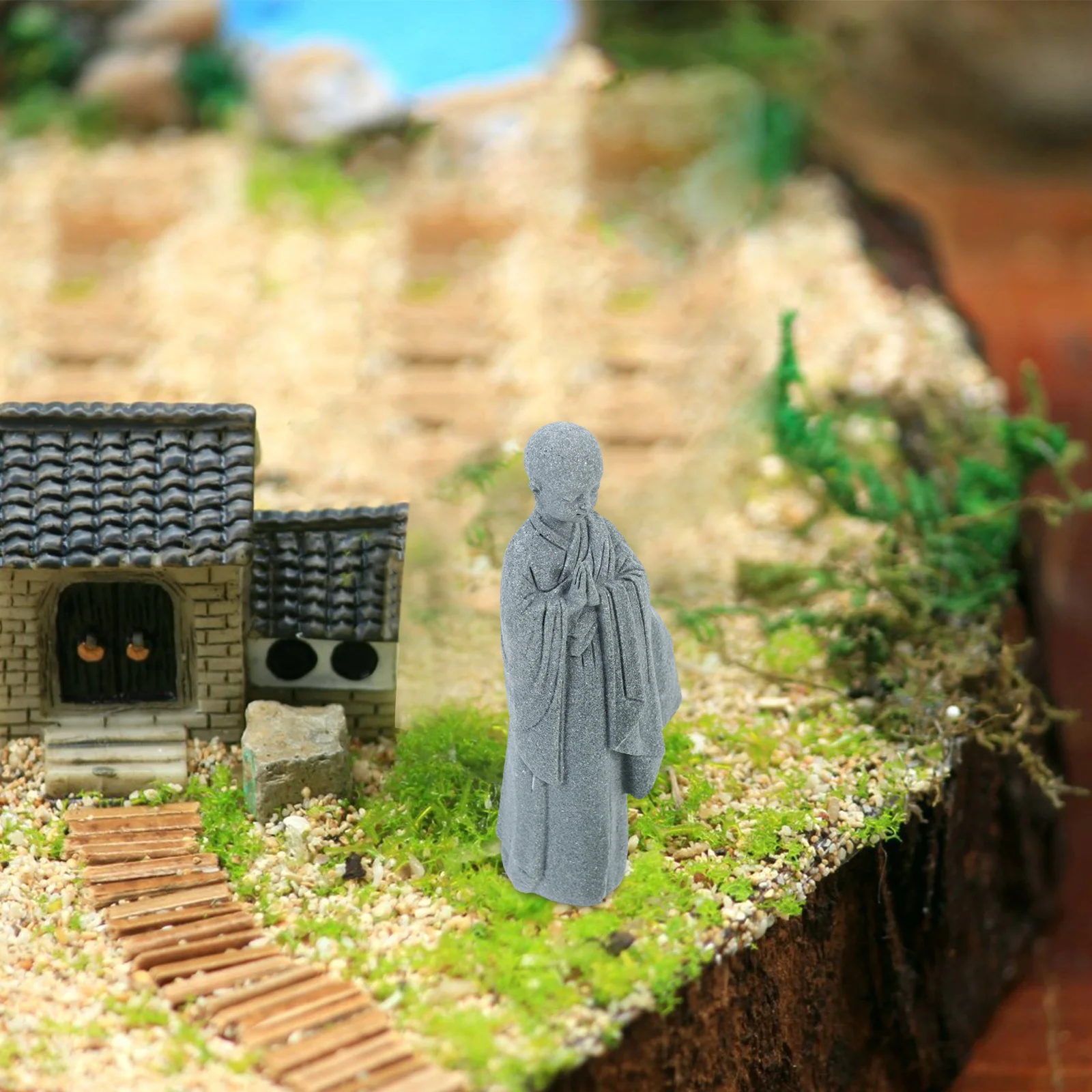 

Miniature Buddha Sandstone Sculpture Desk Garden Feng Shui Fish Tank Good Luck Statue Buddhist Figurine