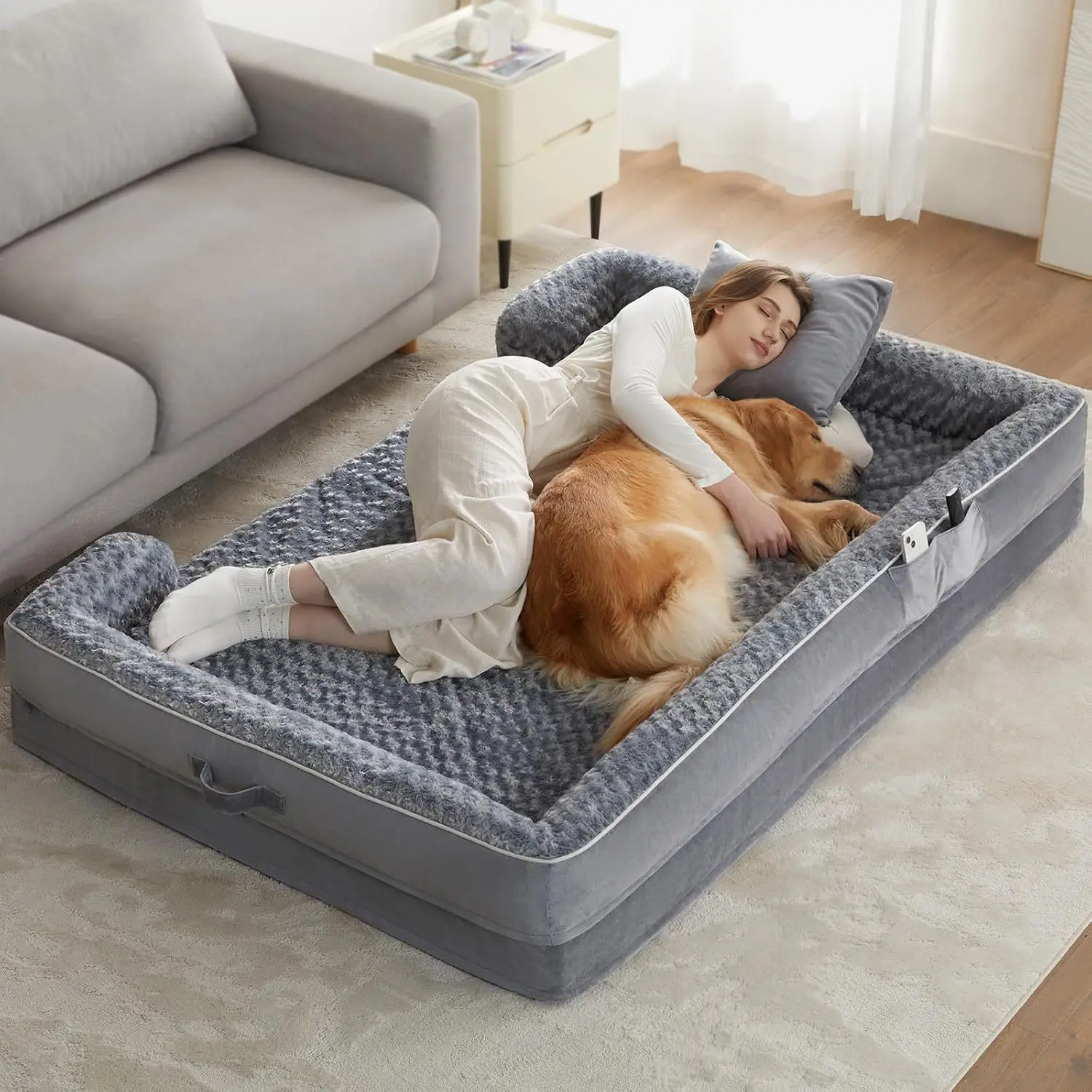 

Human Dog Bed Luxury Plush Soft Safety Orthopedic Foam XXL Giant Human Size Dog Bed Pet Bed For Human