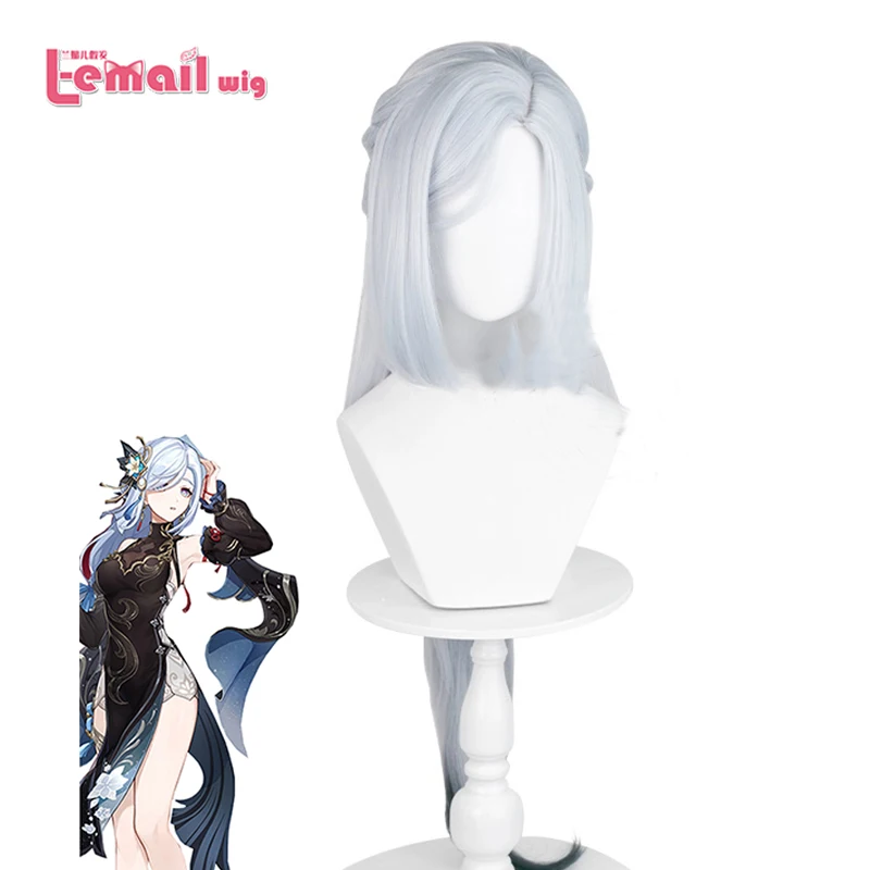 

L-email Wig Synthetic Hair Game Genshin Impact Lantern Rite Shenhe Cosplay Wig 100cm Mixed Color Wigs Heat Resistant Wig