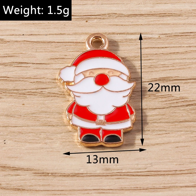 10 stücke Cartoon Emaille Weihnachten Santa Claus Charms Anhänger für Schmuck Herstellung Halsketten Ohrringe Armband DIY Handwerk Zubehör – Detail 6