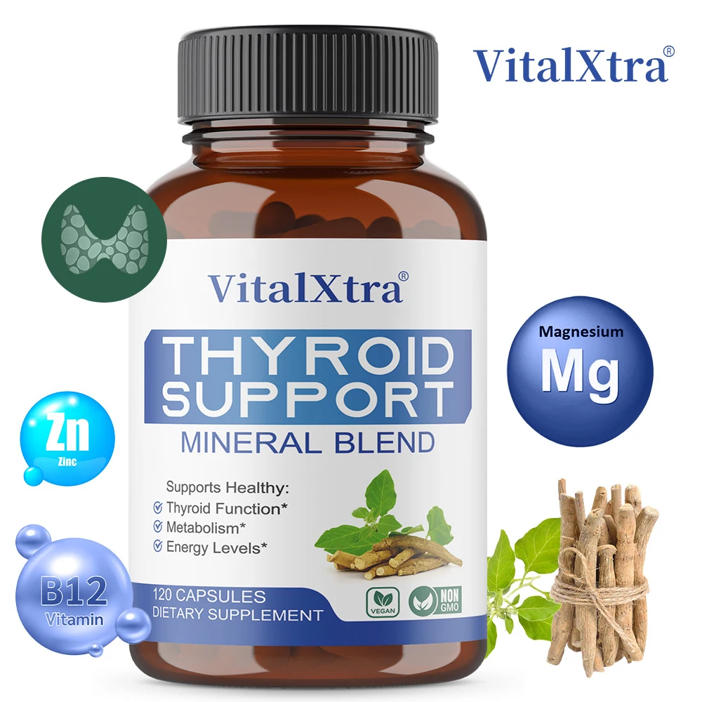 Thyroid Supplement, Rich in Vitamin B12, Zinc, Selenium, Promotes Thyroid Health and Relieves Fatigue, Support Focus