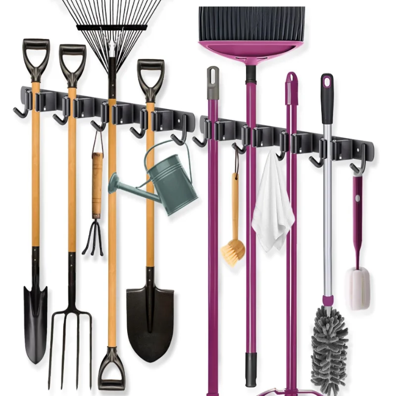 Self Adhesive Mop Holder Wall Mounted Broom Organizer No Drill Bathroom Storage Rack Multifunctional Cleaning Tool Hanger - view 4