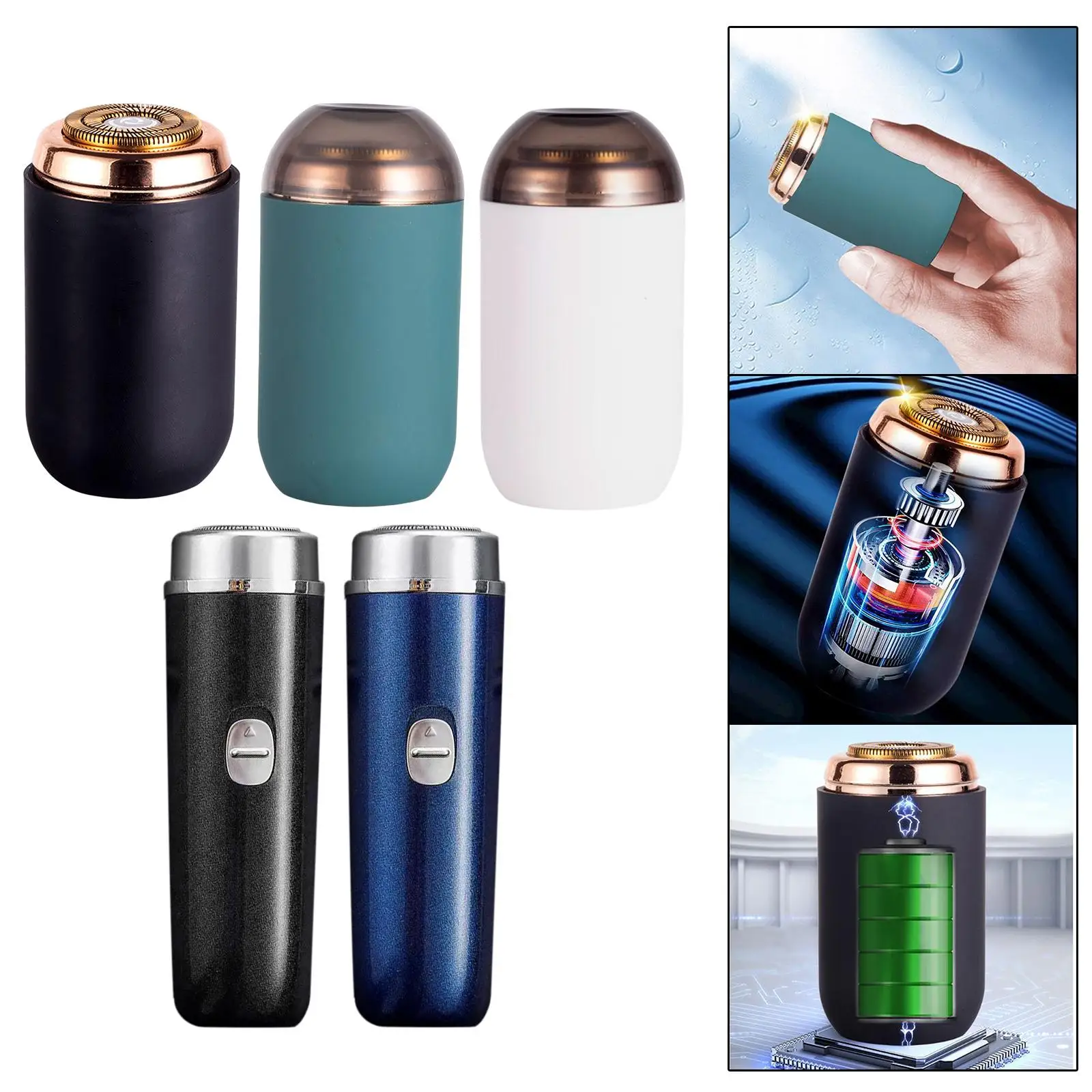 Mini barbeador elétrico à prova d'água com carregamento USB de bolso compacto para escritório