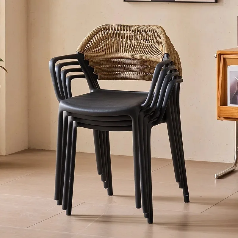 Balcony Leisure Rope Chair Courtyard Dining Chairs Outdoor Hotel Terrace Drawstring Chairs Courtyard Rope Woven Sillas Chairs
