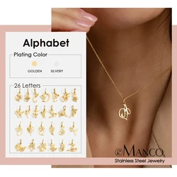 eManco Initial Necklace Art Letter A-Z Charm Pendant Necklace Women's Minimalism Jewelry Gift Stainless Steel Jewelry Wholesale