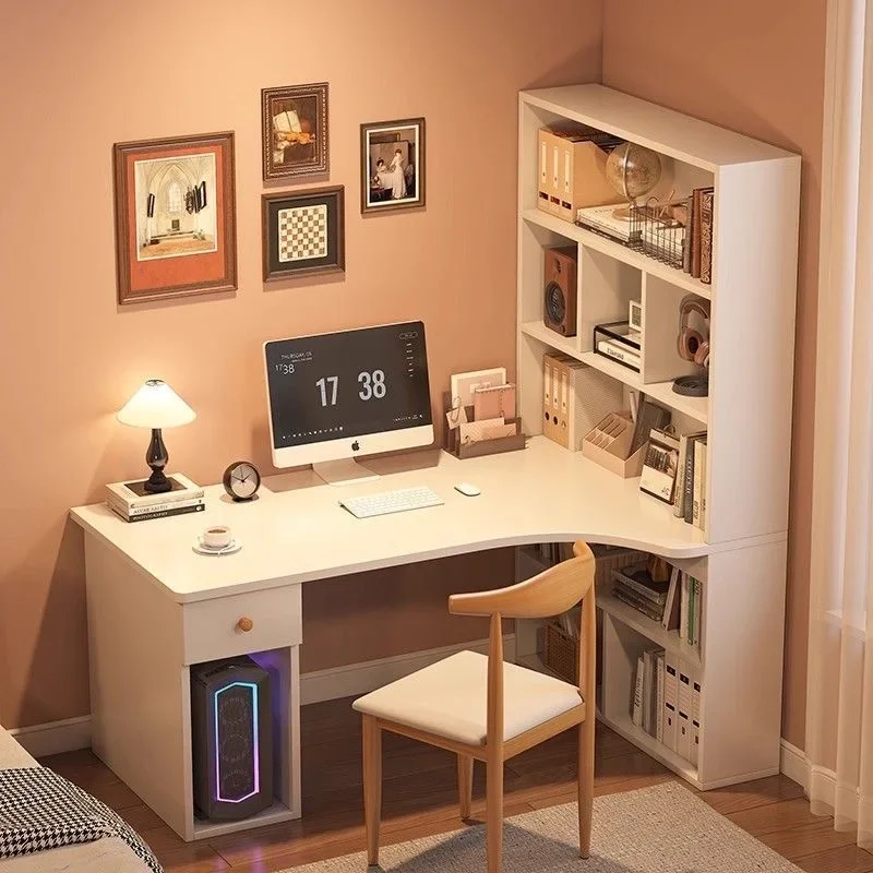 

Computer Desk Bookshelf Integrated Shelves Drawers Large Laptop Home Bedroom Student Study Writing Desk Storage Office Table